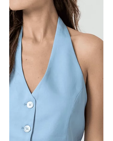 Chaleco Halter Azul Surkana detalle Esenziashopping Zaragoza