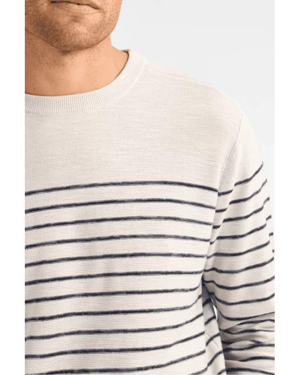 Jersey Punto Rayas Crudo Petrol detalle Esenziashopping Zaragoza