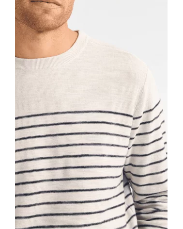 Jersey Punto Rayas Crudo Petrol detalle Esenziashopping Zaragoza