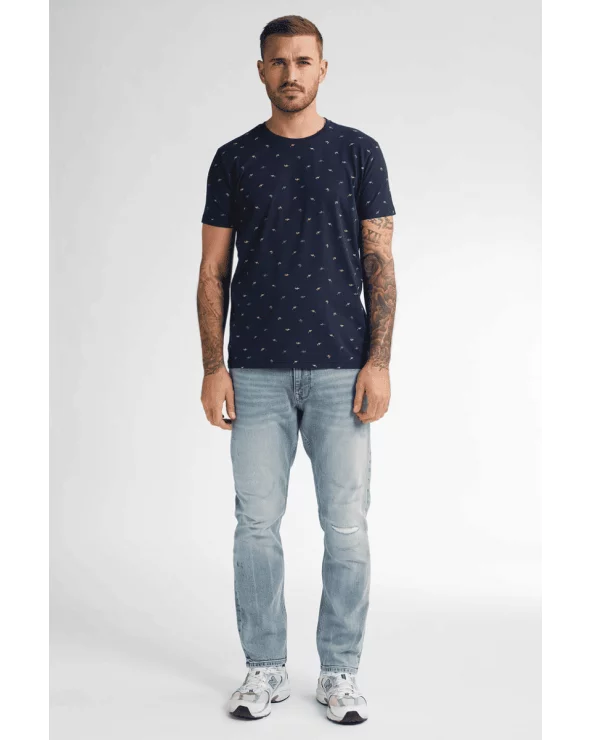 Camiseta Estampado Pez Azul Marino Petrol total look Esenziashopping Zaragoza