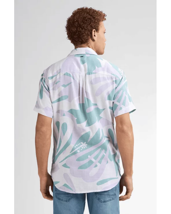 Camisa Estampada Lila Verde Petrol espalda Esenziashopping Zaragoza