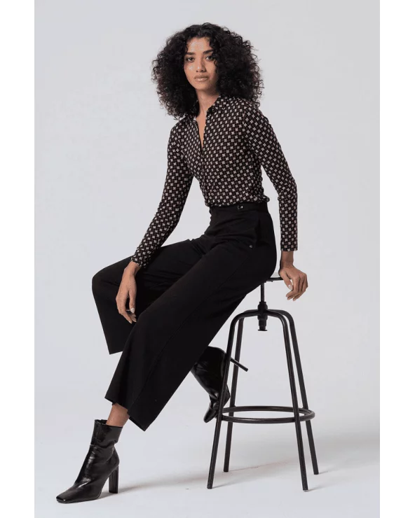 Pantalón Culotte Botones Negro Surkana total look Esenziashopping Zaragoza