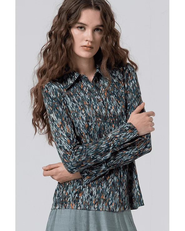 Camisa Estampada Azul Petróleo Surkana Esenziashopping Zaragoza