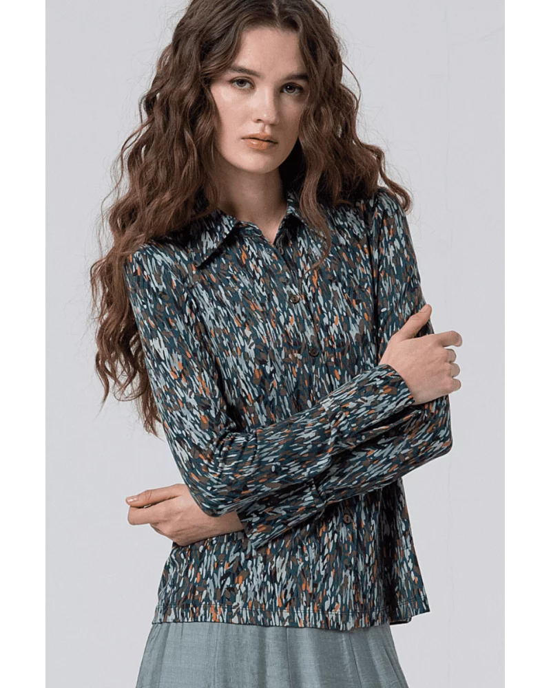 Camisa Estampada Azul Petróleo Surkana Esenziashopping Zaragoza