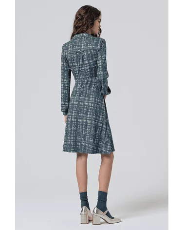 Vestido Cruzado Estampado Azul Acero Surkana espalda Esenziashopping Zaragoza