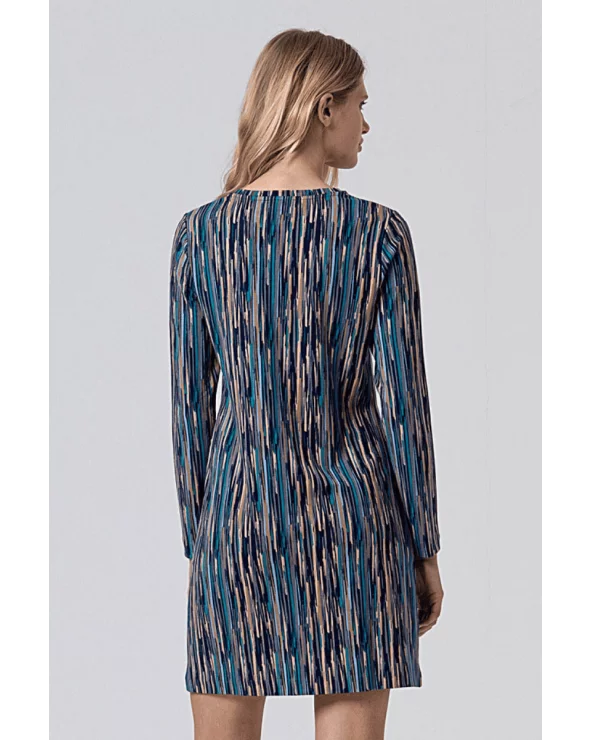 Vestido Corto Estampado Azul Acero Surkana espalda Esenziashopping Zaragoza