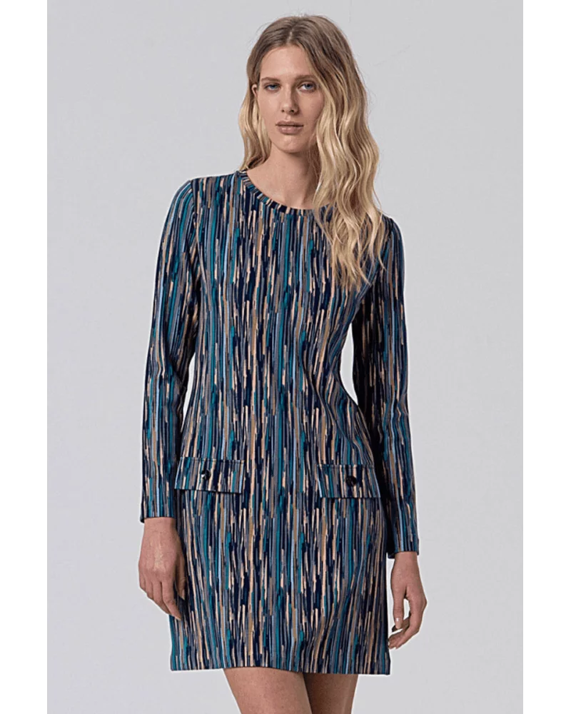 Vestido Corto Estampado Azul Acero Surkana Esenziashopping Zaragoza