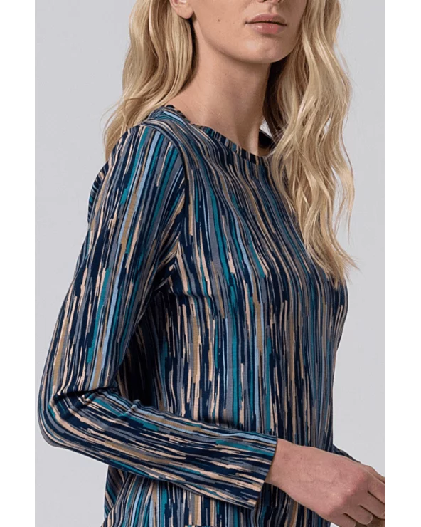 Vestido Corto Estampado Azul Acero Surkana detalle Esenziashopping Zaragoza