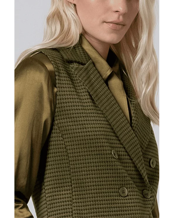 Chaleco Pata de Gallo Verde Kaki Surkana detalle Esenziashopping Zaragoza