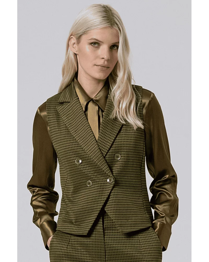 Chaleco Pata de Gallo Verde Kaki Surkana Esenziashopping Zaragoza