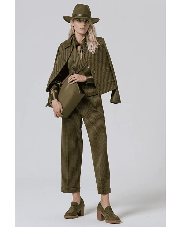 Chaleco Pata de Gallo Verde Kaki Surkana total look Esenziashopping Zaragoza