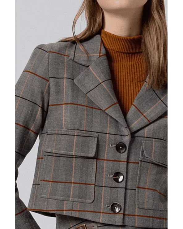 Chaqueta Americana Corta Cuadros Surkana detalle Esenziashopping Zaragoza