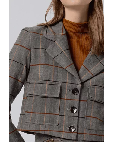 Chaqueta Americana Corta Cuadros Surkana detalle Esenziashopping Zaragoza