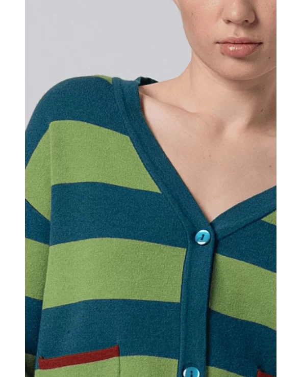 Chaqueta Rayas Contraste Verde Surkana detalle Esenziashopping Zaragoza