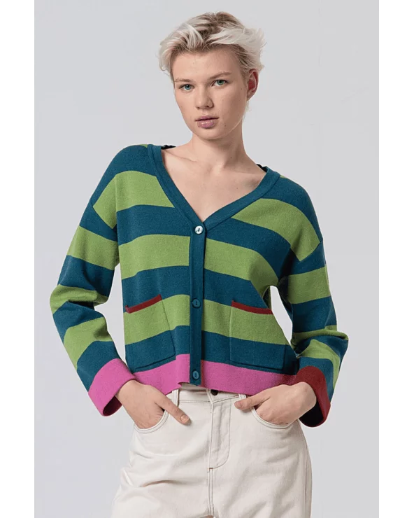 Chaqueta Rayas Contraste Verde Surkana Esenziashopping Zaragoza