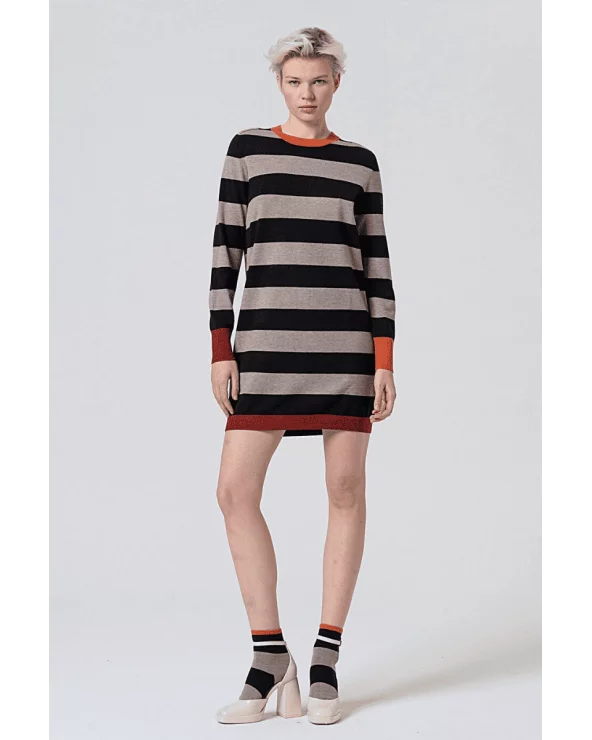 Vestido Corto Rayas Contraste Negro Surkana Esenziashopping Zaragoza