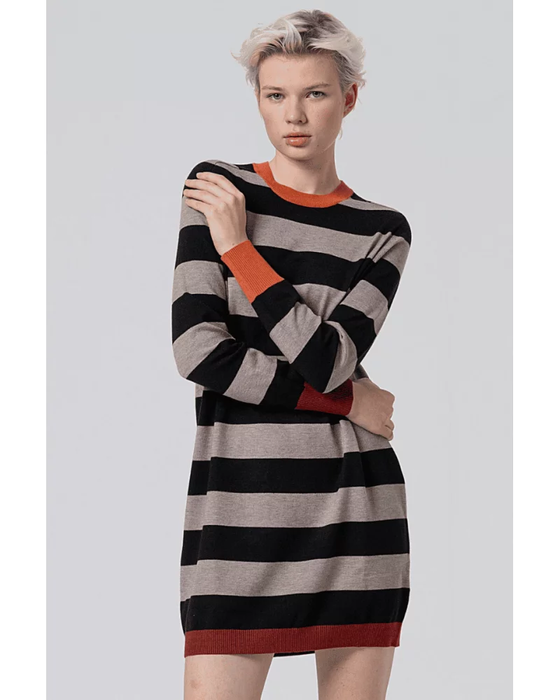 Vestido Corto Rayas Contraste Negro Surkana Esenziashopping Zaragoza