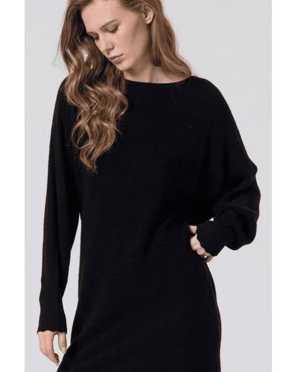 Vestido Manga Abullonada Tricot negro Surkana detalle Esenziashopping Zaragoza