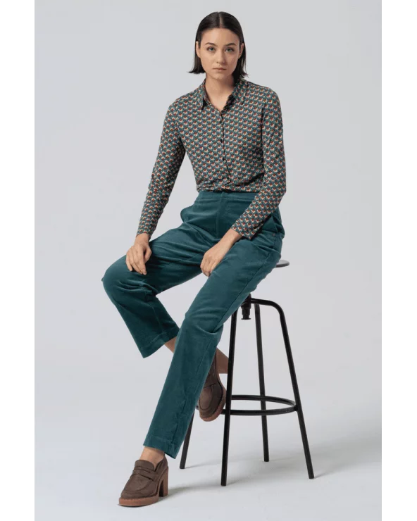 Pantalón Recto Pana Azul Acero Surkana total look Esenziashopping Zaragoza