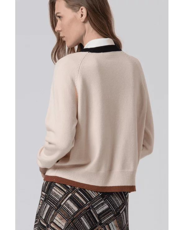 Jersey Cuello Redondo Contrastes Crudo Surkana espalda Esenziashopping Zaragoza