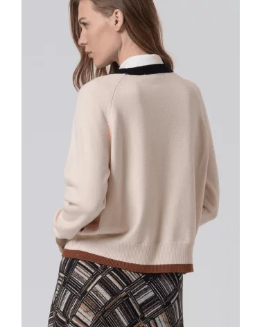 Jersey Cuello Redondo Contrastes Crudo Surkana espalda Esenziashopping Zaragoza