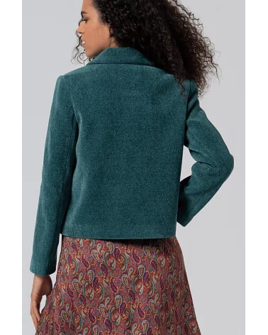 Abrigo Corto Azul Acero Surkana espalda Esenziashopping Zaragoza