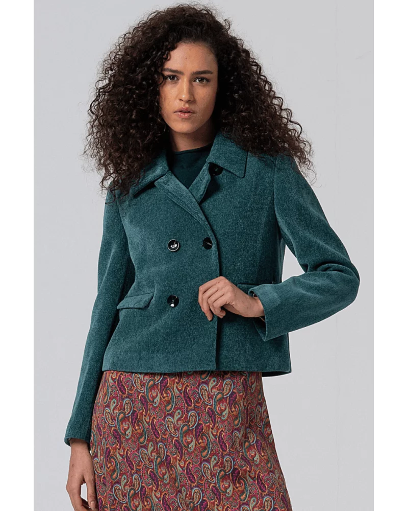 Abrigo Corto Azul Acero Surkana Esenziashopping Zaragoza