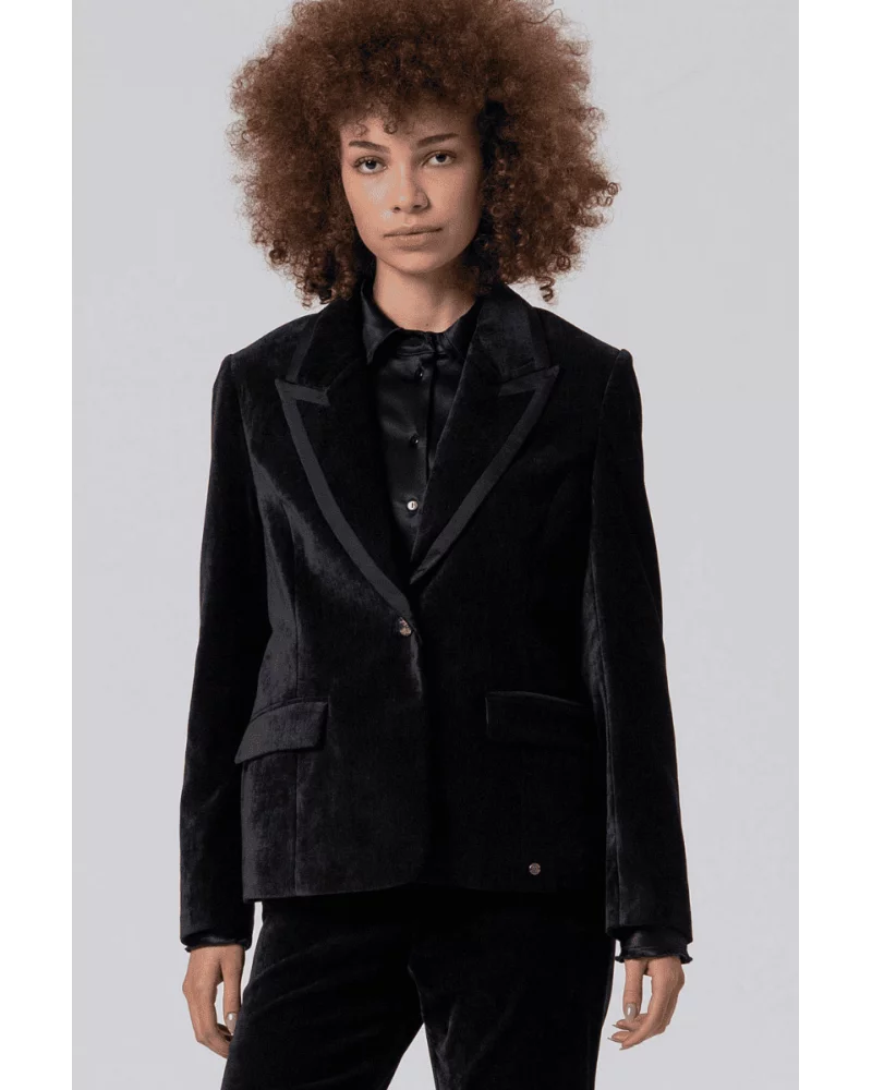 Chaqueta Americana Satinada Negra Surkana Esenziashopping Zaragoza