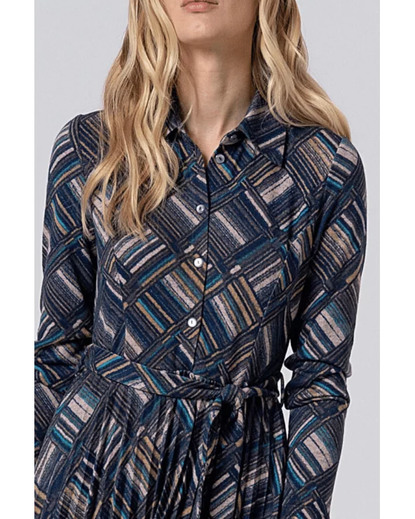 Vestido Camisero Estampado Azul Surkana detalle Esenziashopping Zaragoza