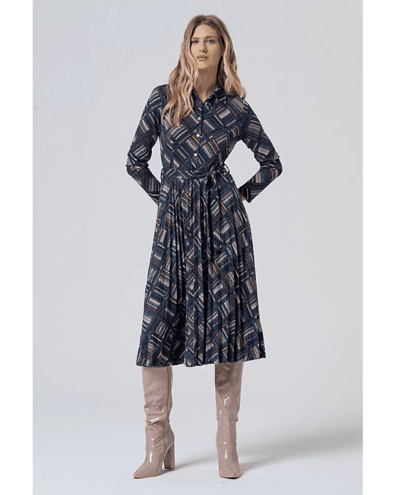 Vestido Camisero Estampado Azul Surkana Esenziashopping Zaragoza