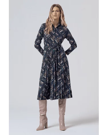 Vestido Camisero Estampado Azul Surkana Esenziashopping Zaragoza