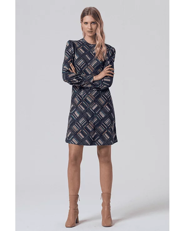 Vestido Manga Abullonada Estampado Azul Surkana Esenziashopping Zaragoza