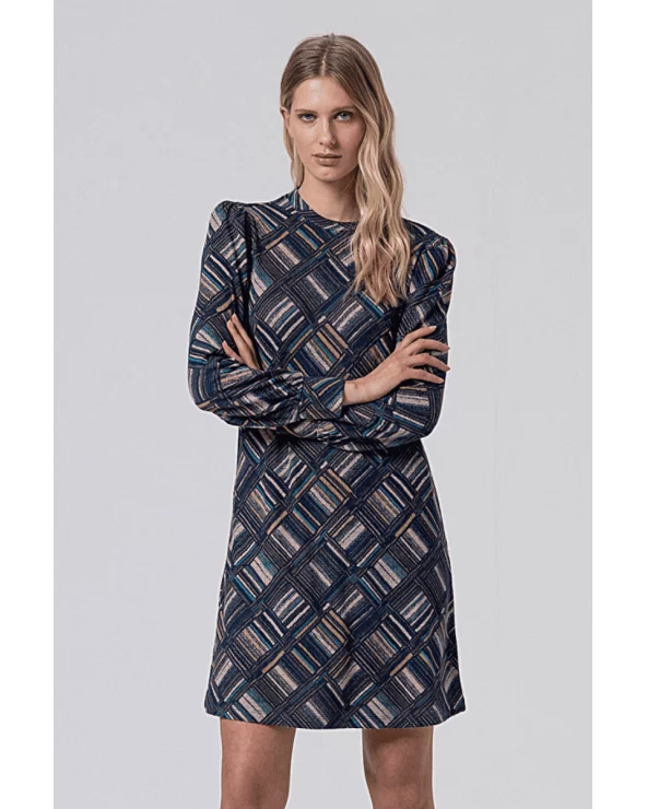 Vestido Manga Abullonada Estampado Azul Surkana Esenziashopping Zaragoza