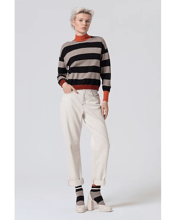 Jersey Cuello Alto Rayas Contraste Negro Surkana total look Esenaziashopping Zaragoza