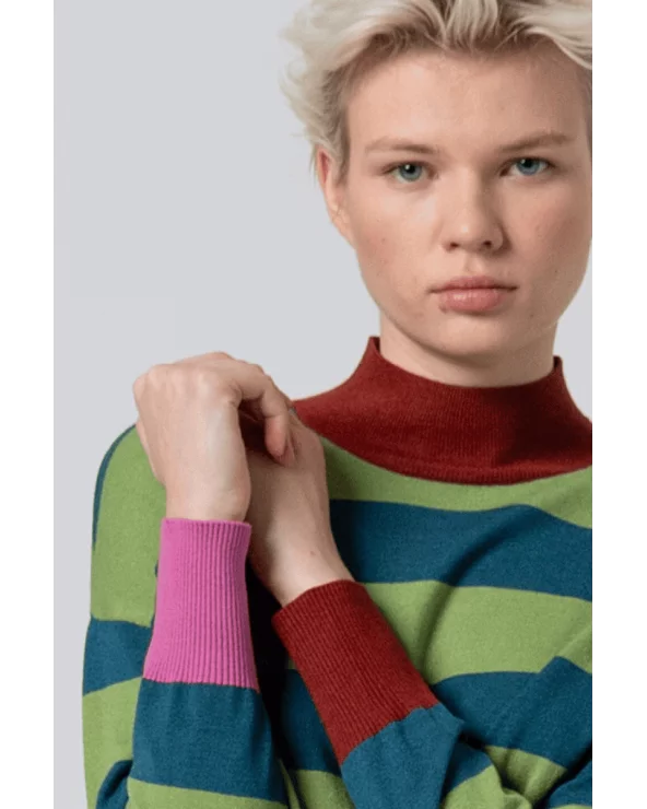 Jersey Cuello Alto Rayas Contraste Verde Surkana detalle Esenaziashopping Zaragoza