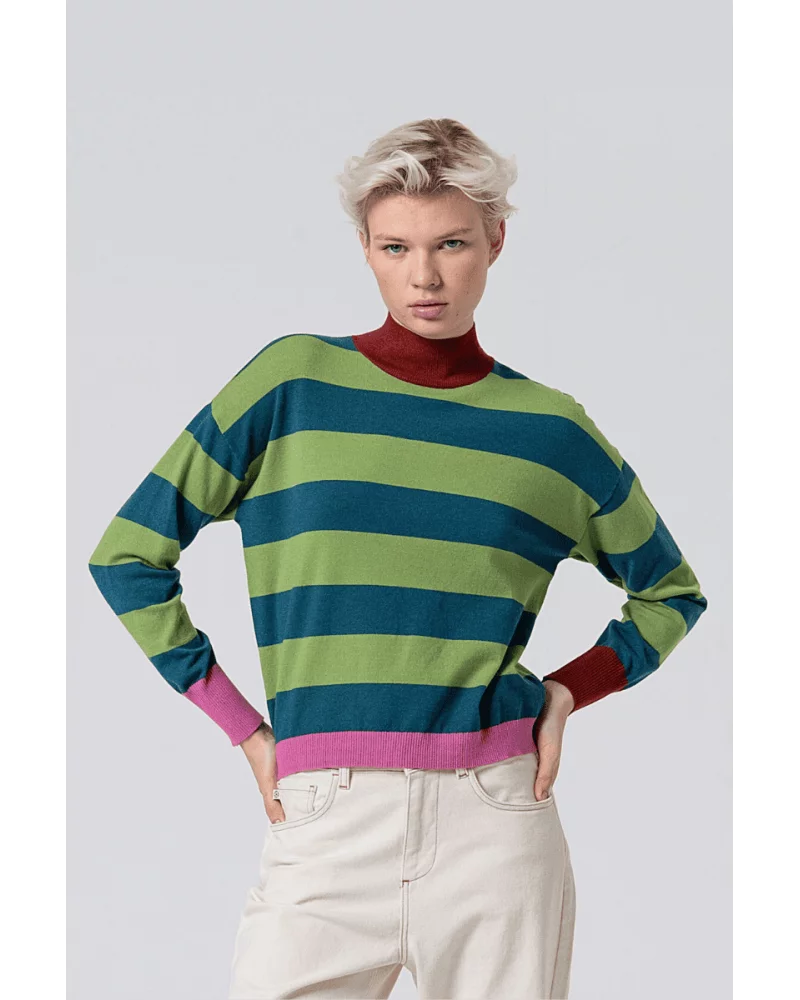 Jersey Cuello Alto Rayas Contraste Verde Surkana Esenaziashopping Zaragoza