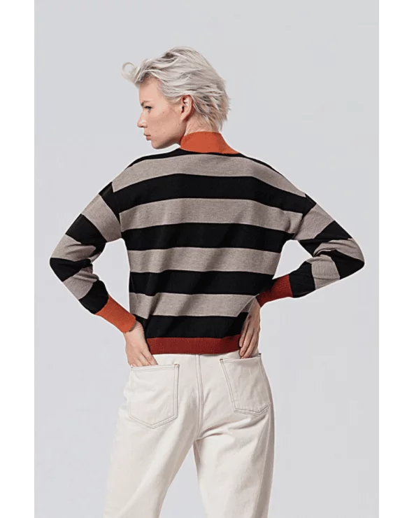 Jersey Cuello Alto Rayas Contraste Negro Surkana espalda Esenaziashopping Zaragoza