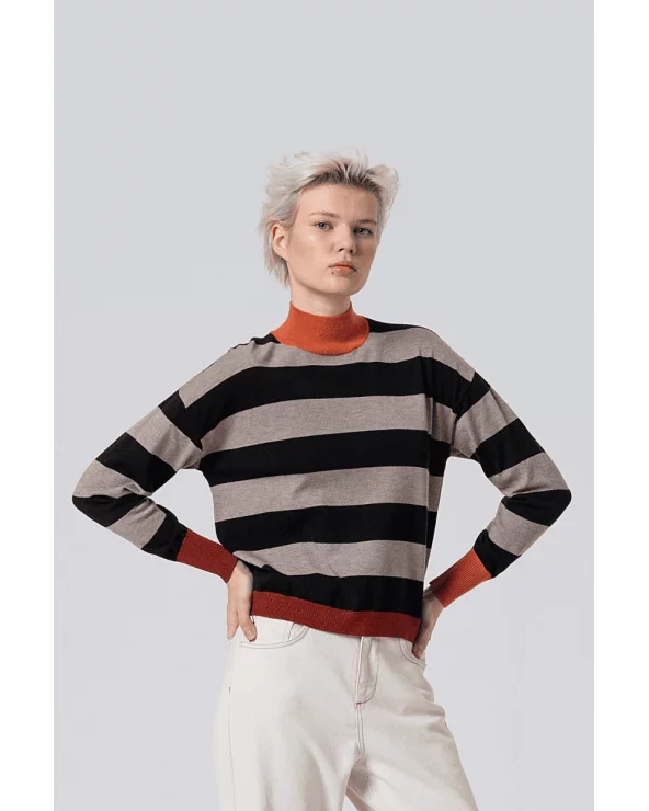 Jersey Cuello Alto Rayas Contraste Negro Surkana Esenaziashopping Zaragoza