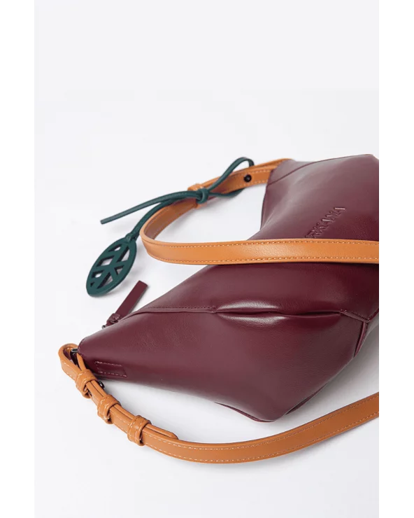 Bolso Bandolera Contrastes Burdeos Surkana detalle Esenziashopping Zaragoza