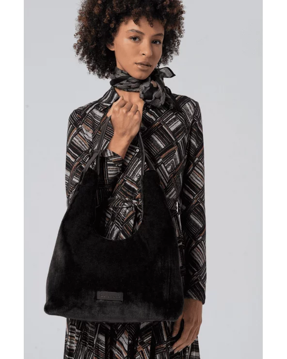 Bolso de Hombro Pelo Negro Surkana Esenziashopping Zaragoza