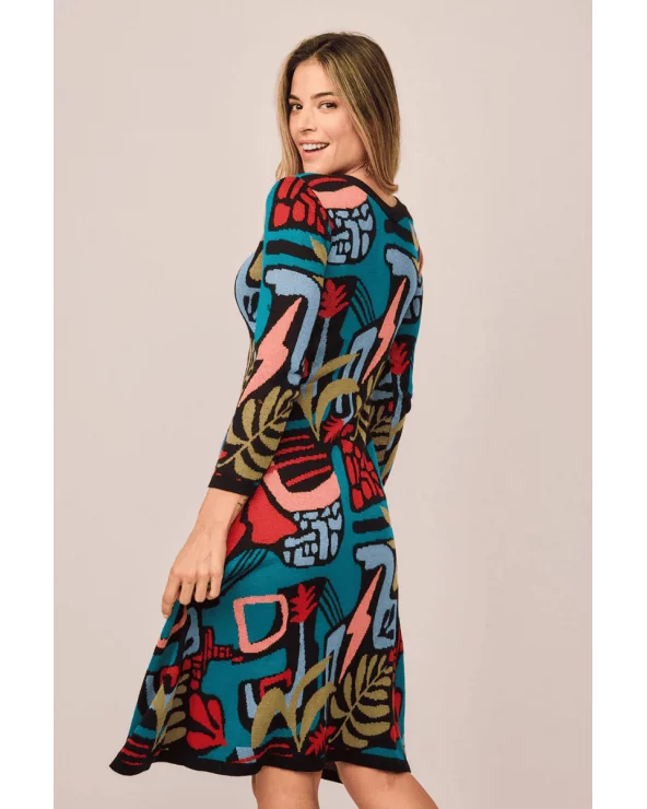 Vestido Largo Musgo Multicolor Smile espalda Esenziashopping Zaragoza