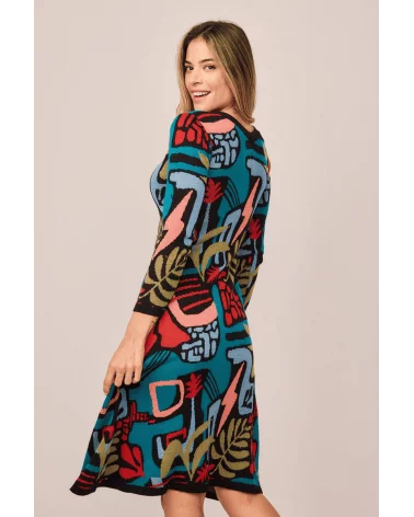 Vestido Largo Musgo Multicolor Smile espalda Esenziashopping Zaragoza