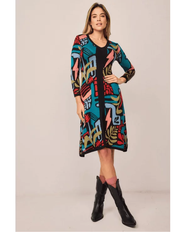 Vestido Largo Musgo Multicolor Smile Esenziashopping Zaragoza