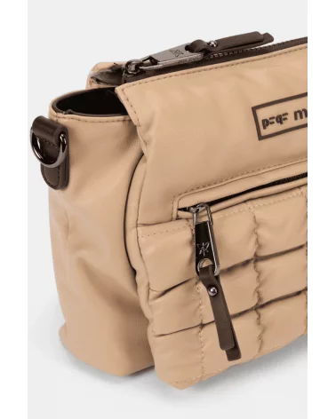 Bolso Bandolera Solapa Acolchado Beige Pepe Moll detalle Esenziashopping Zaragoza
