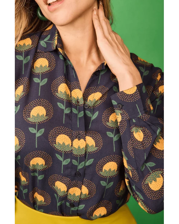 Camisa Jungla Flor Amarilla Smile detalle Esenziashopping Zaragoza