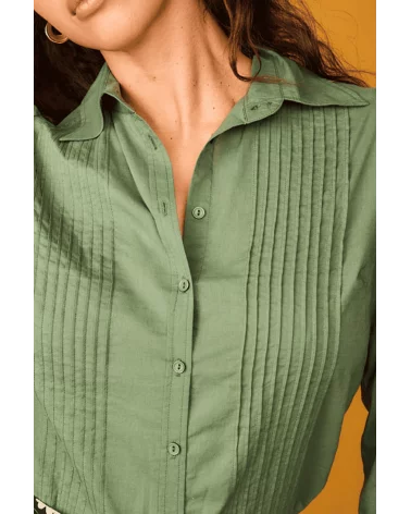Camisa Rocío Verde Smile detalle Esenziashopping Zaragoza