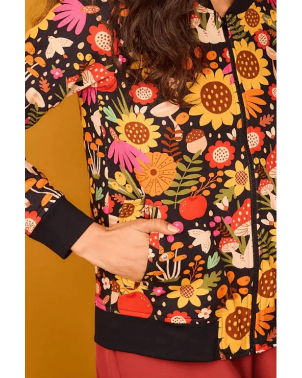 Chaqueta Bomber Bosque Blanca Girasol Smile detalle Esenziashopping Zaragoza