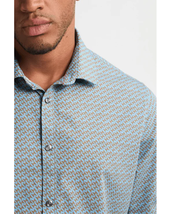 Camisa Estampada Azul Empolvado Petrol detalle Esenziashopping Zaragoza