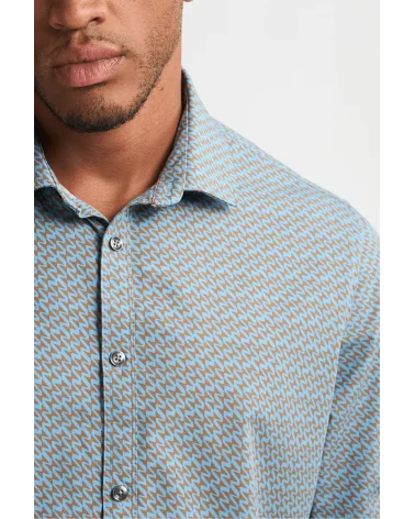 Camisa Estampada Azul Empolvado Petrol detalle Esenziashopping Zaragoza