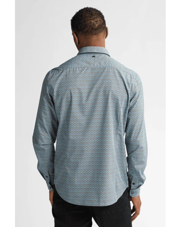 Camisa Estampada Azul Empolvado Petrol espalda Esenziashopping Zaragoza